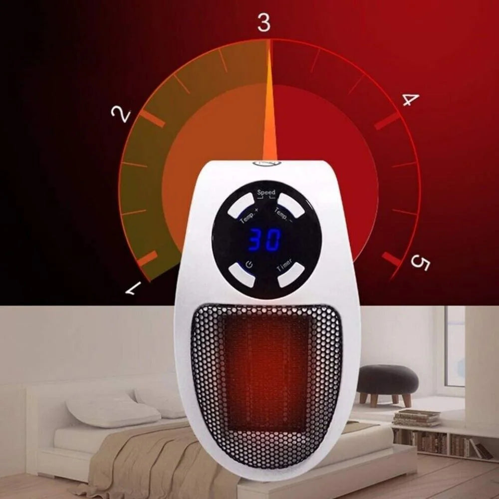 500W Portable Electric Space Heater with Adjustable Thermostat and Programmable Timer H665