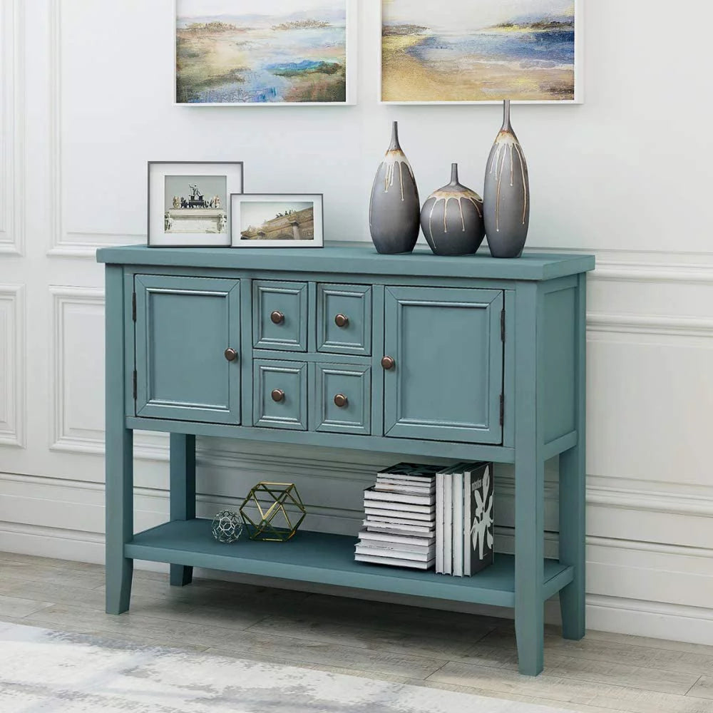 Console Table with Storage Drawers Cabinets and Bottom Shelf M25062