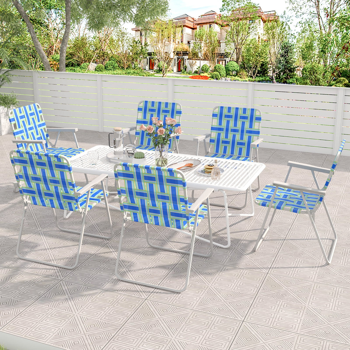 2PCS Lightweight Folding Beach Chair Blue H449