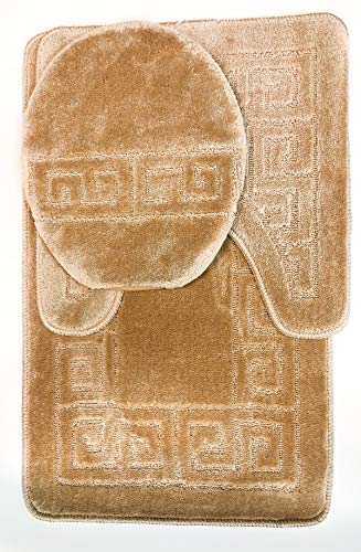 3 Piece Bath Rug Set with Lid Cover K45777