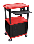 Red 42x22 3 Shelf Cart with Black Pullout Shelf Cabinet Legs Electric H689489