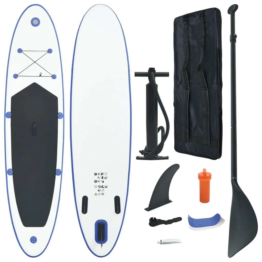 Blue and White Inflatable Paddle Board Set P82166