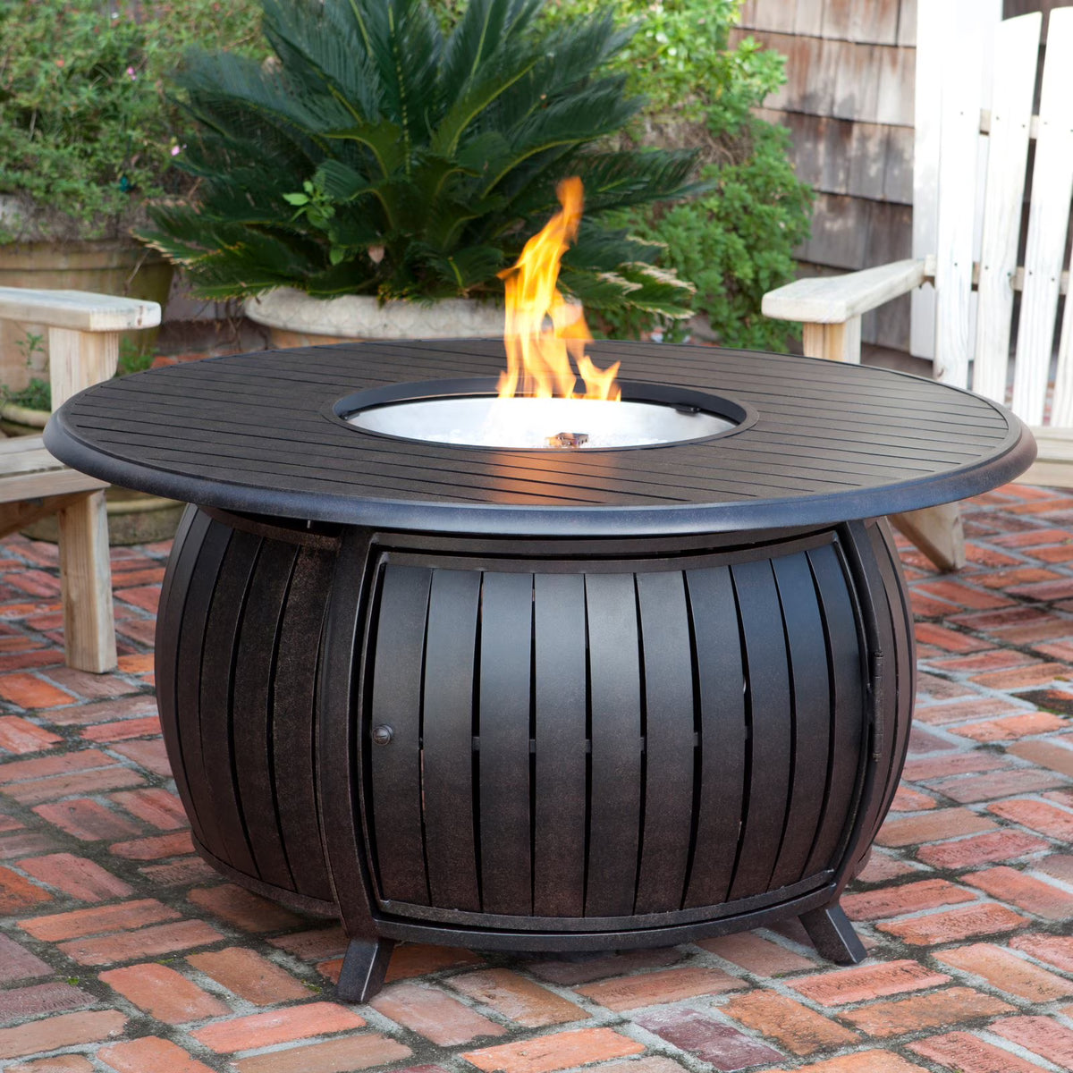 47" Wide 40,000 BTU Freestanding Liquid Propane Round Table Fire Pit O804