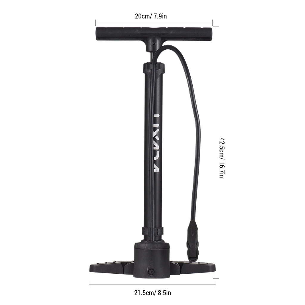 Bike Floor Pump with Pressure Gauge 230PSI, Folding Pedal, Presta/Schrader Valve A4165