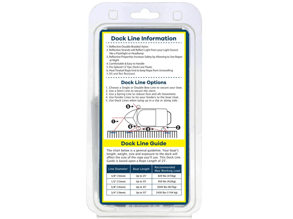 3/8" x 15' Black (2 Pack) Double Braided Nylon Dock Line L884