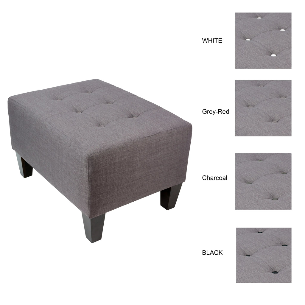 Red Tinted Grey Upholstered Ottoman V734