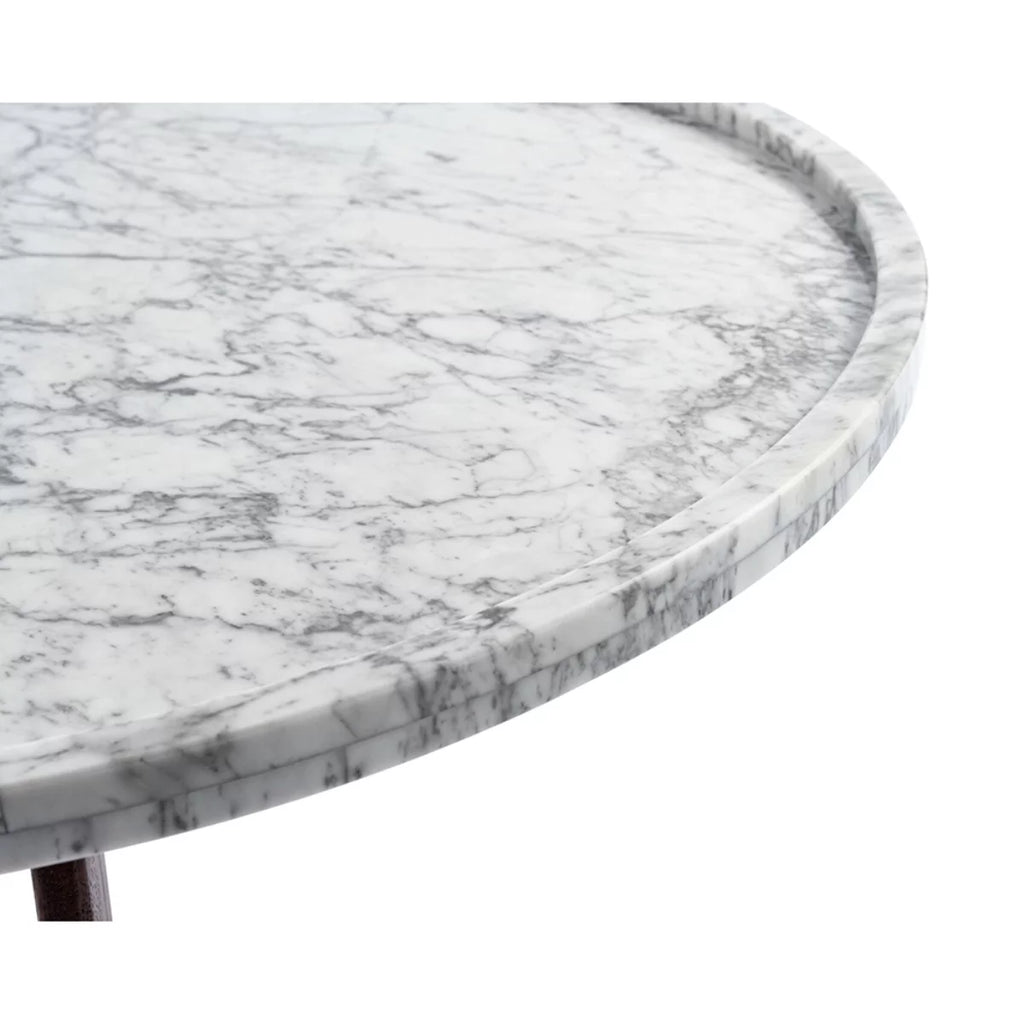 White and Brown Round Marble Coffee Table D48599
