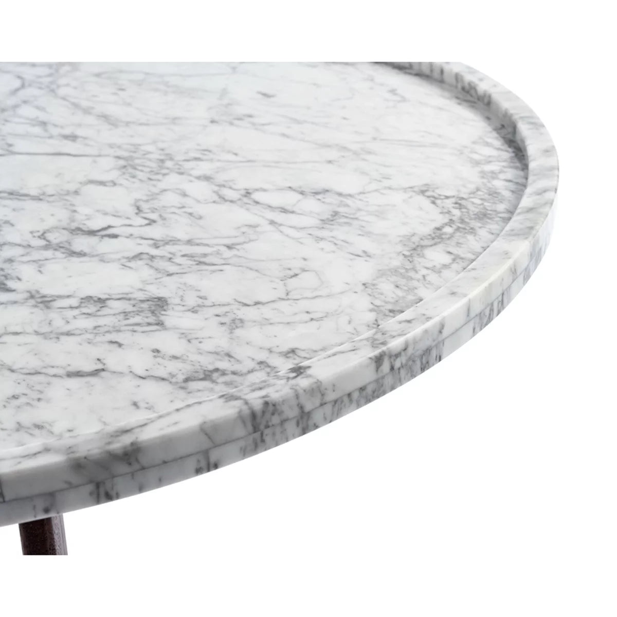 White and Brown Round Marble Coffee Table D48599