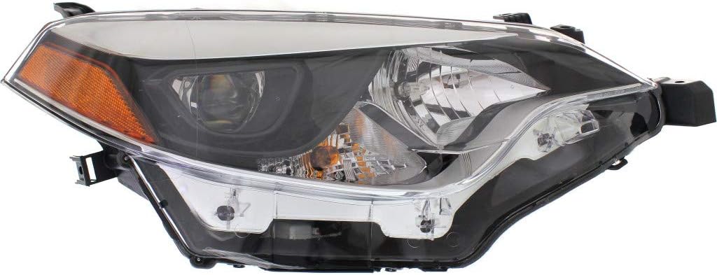 Headlight Assembly for Toyota Corolla 2014 2015 2016 Passenger Side Black Housing A7702