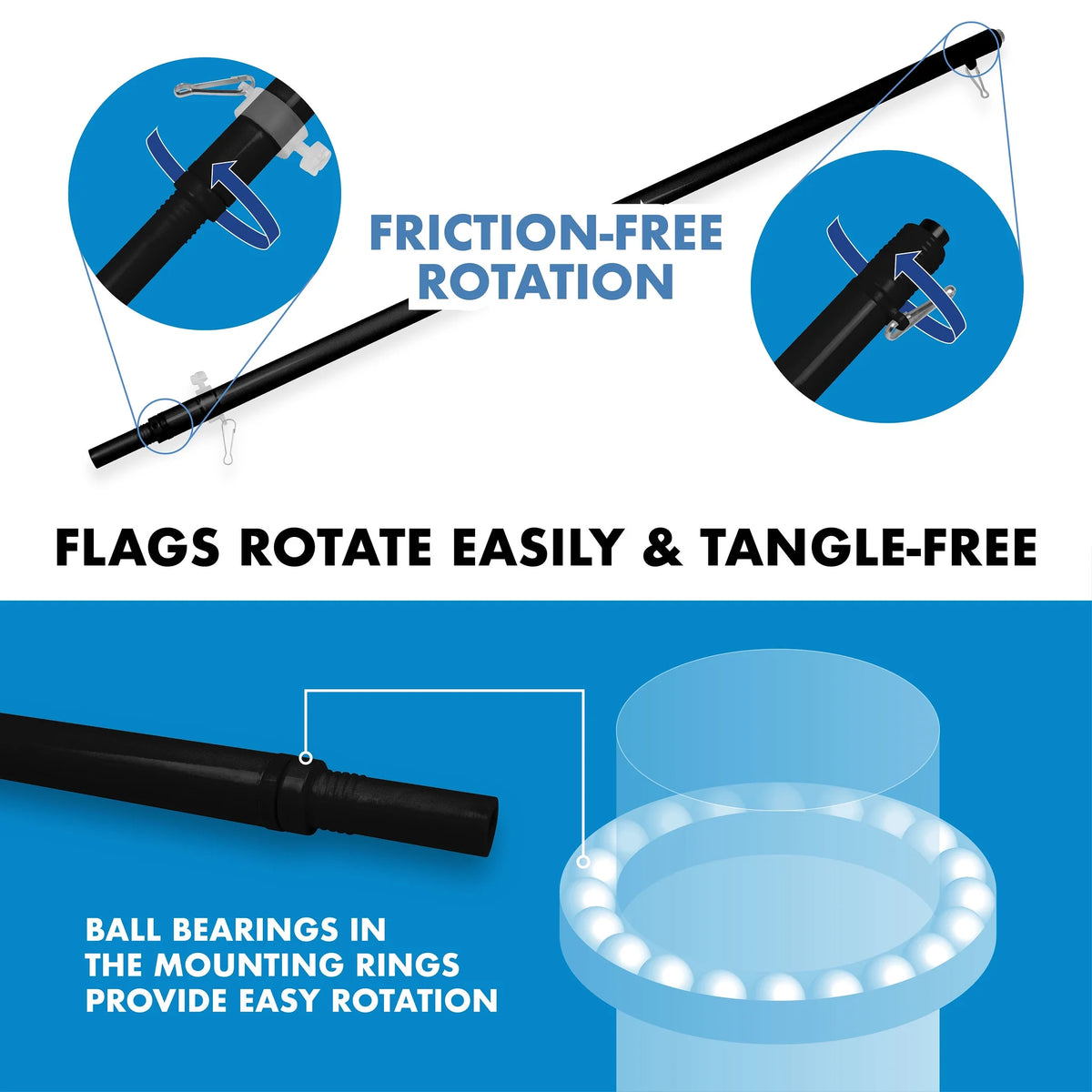 6 Ft Aluminum Spinning Flagpole with 3x5 Ft Polyester Flag N57243
