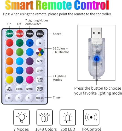 16 Colors Changing Curtain Lights 250 LED 9.8 X 8.8 FT Q220021