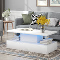 White Coffee Table with LED Lighting and Remote Control F2823