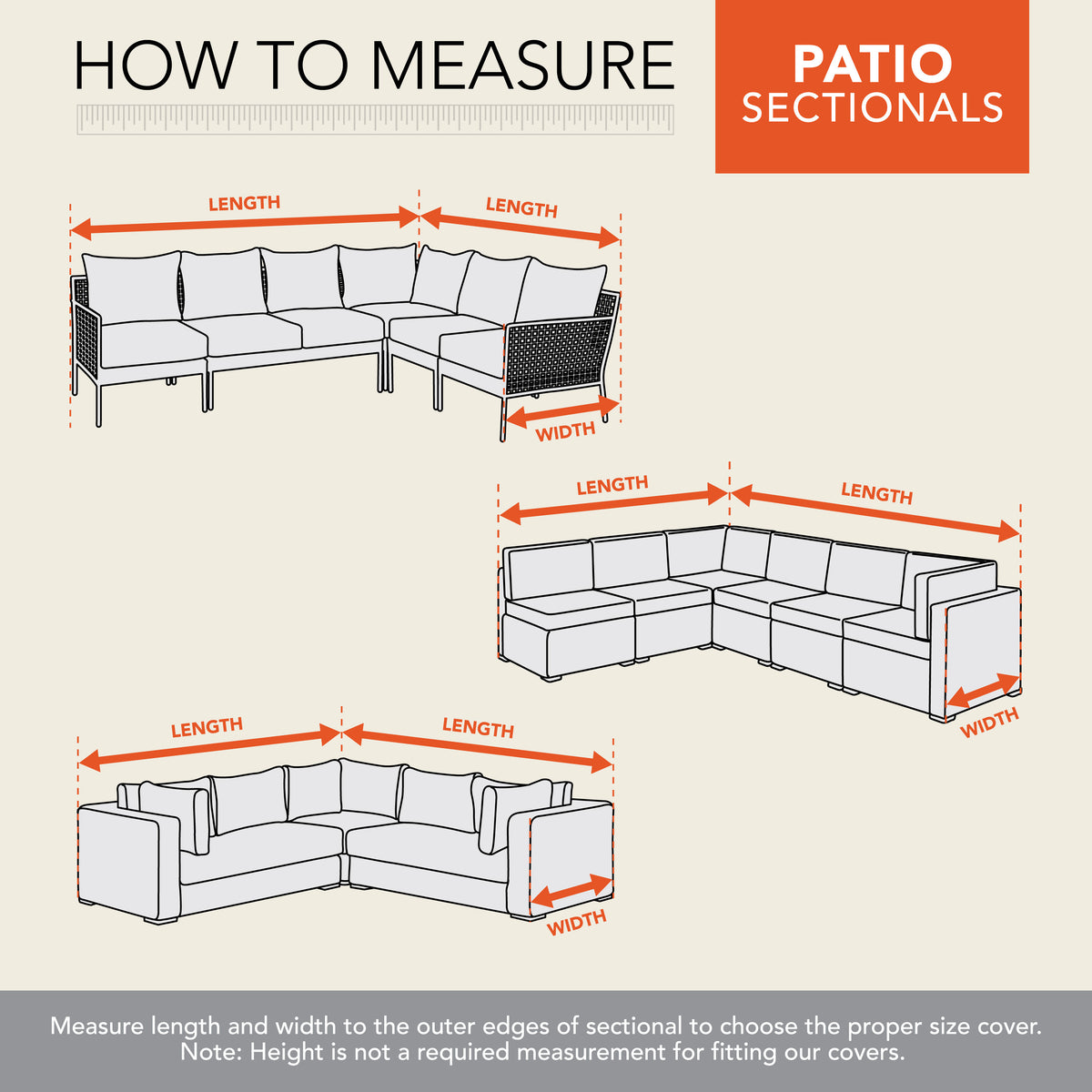 Beige Patio Sectional Lounge Cover P63080