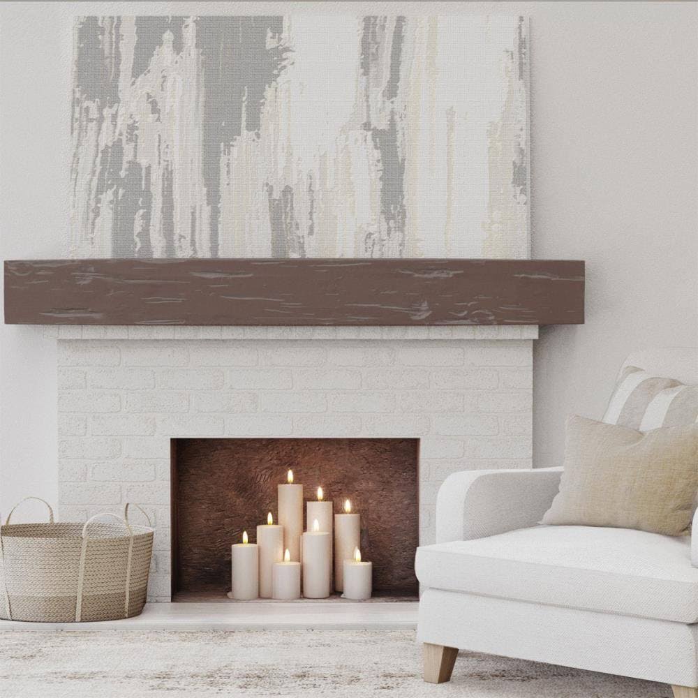Pecky Cypress Faux Wood Fireplace Mantel, Aged Pecan C8613