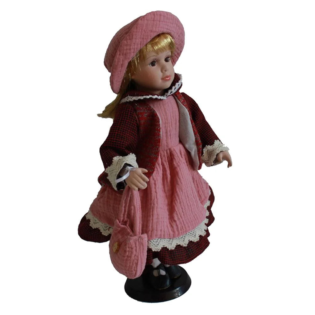 40cm Porcelain Doll with Display Stand F5161
