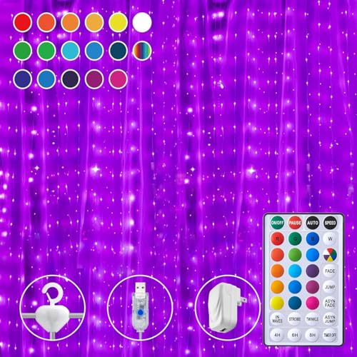 16 Colors Changing Curtain Lights 250 LED 9.8 X 8.8 FT Q220021