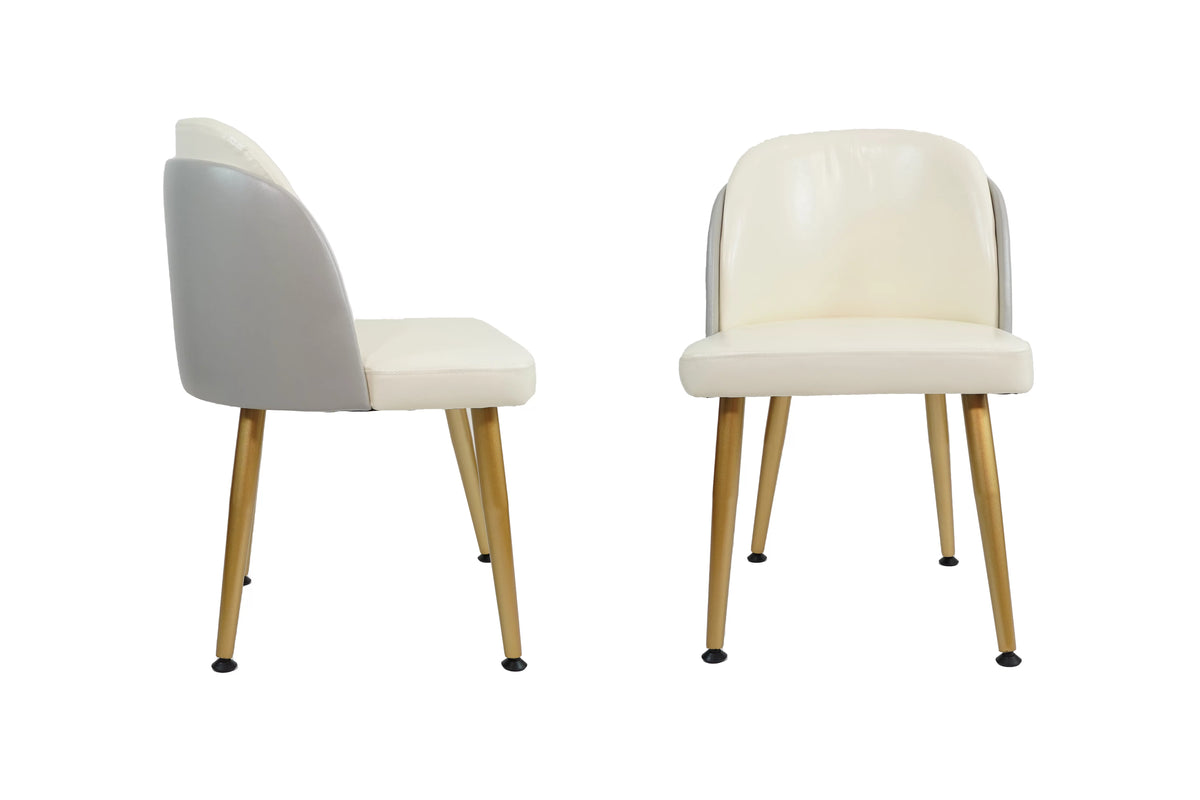 Set of 4 Leather Dining Chairs Metal Legs J506